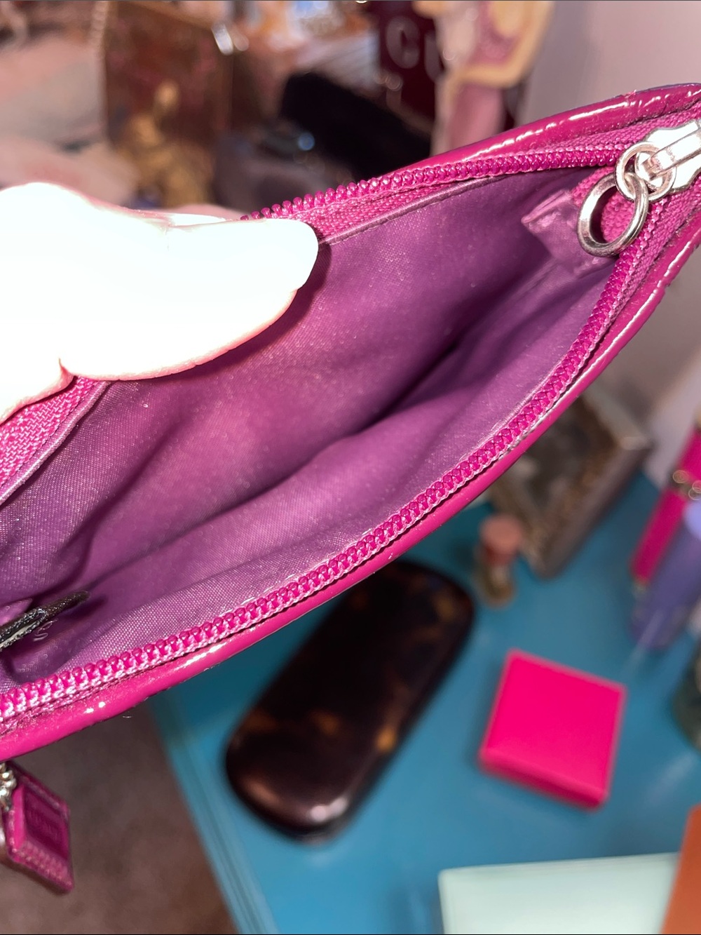 Coach Madison Patent Leather Mini Wristlet in Deep Plum - Picture 7 of 10